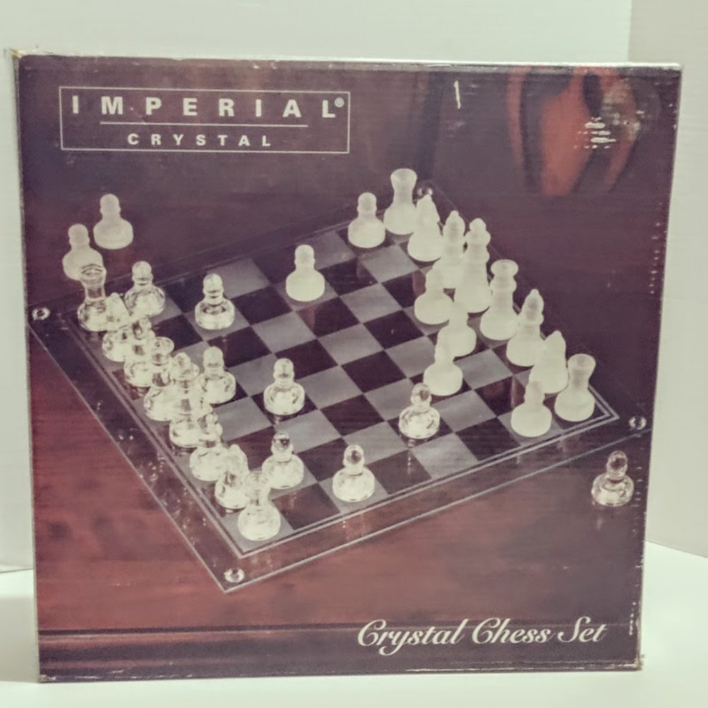 Imperial Crystal Chess Set In Box 32 Pieces Includes Board Item #99223010
